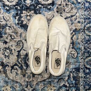 Vans Cream Slip-On Canvas Shoes